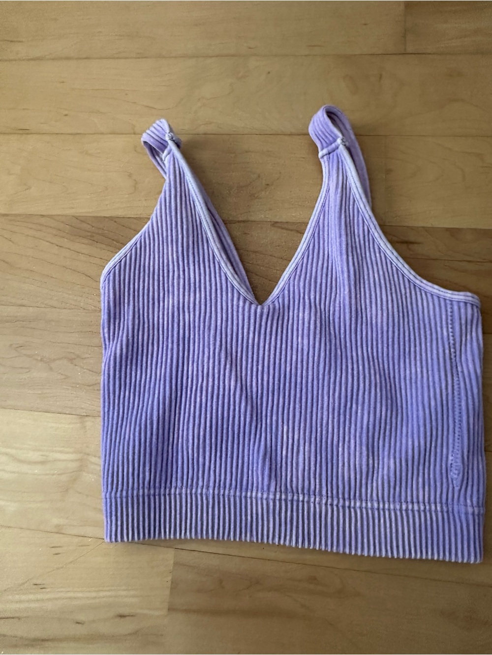 Zenana Outfitters Ribbed V-Neck Crop Tank - Light Purple